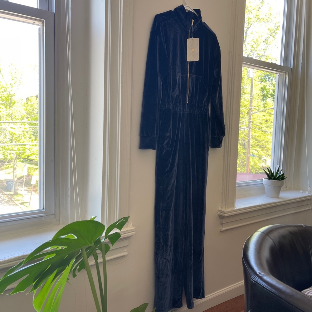 Navy Velour Jumpsuit